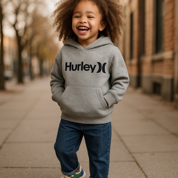 HURLEY BOYS GRAY LOGO PULLOVER HOODIE SWEATSHIRT - Picture 4 of 4